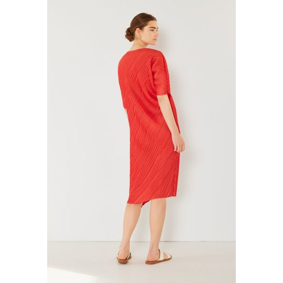 Marina West Swim Pleated Dolman Sleeve Dress Apparel and Accessories