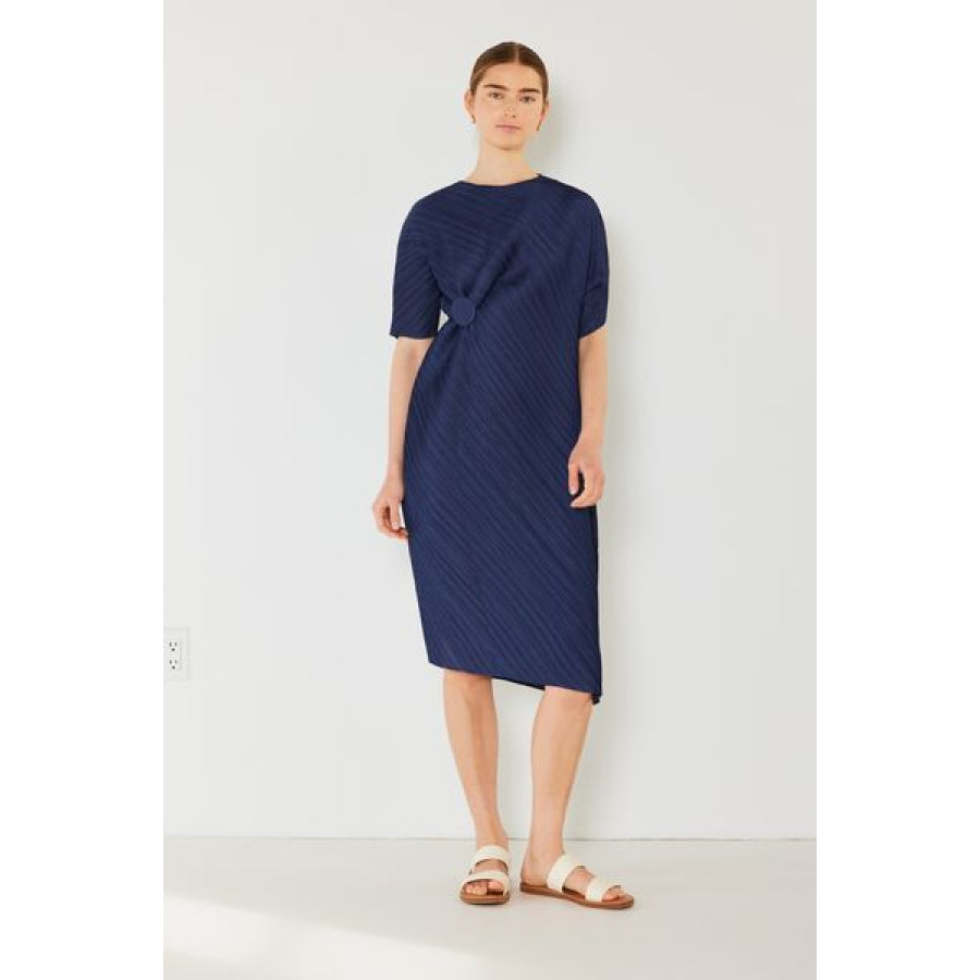 Marina West Swim Pleated Dolman Sleeve Dress Navy / S/M Apparel and Accessories