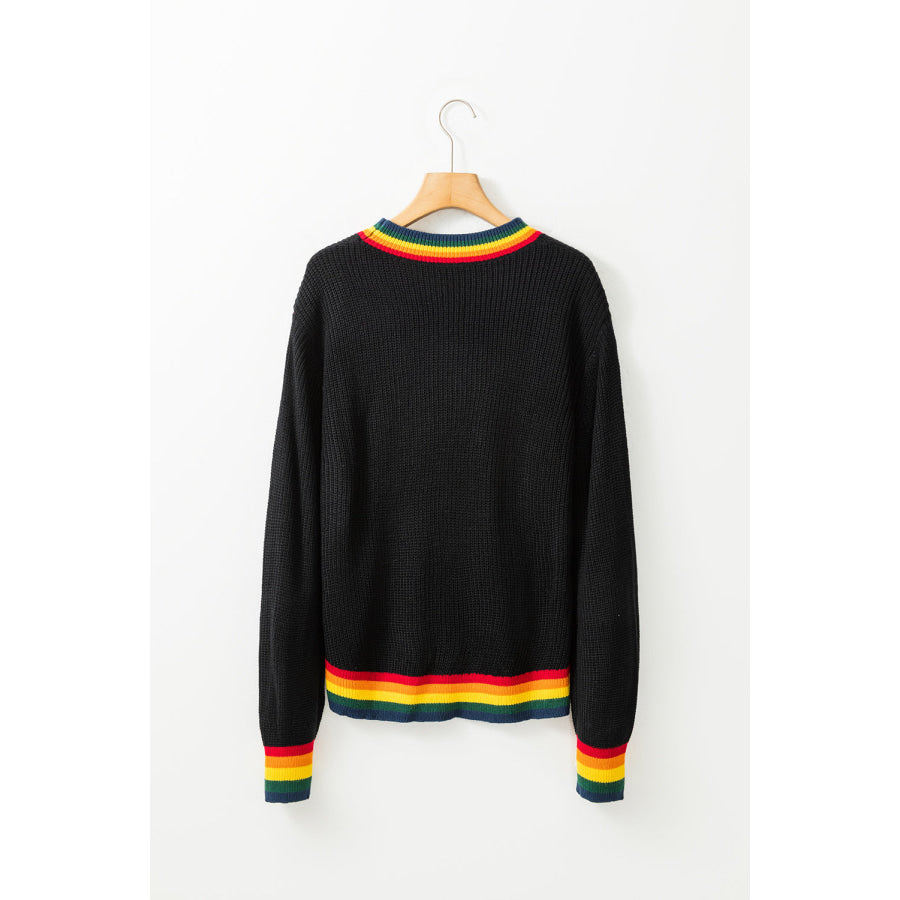 MERRY & BRIGHT Ribbed Round Neck Sweater Apparel and Accessories