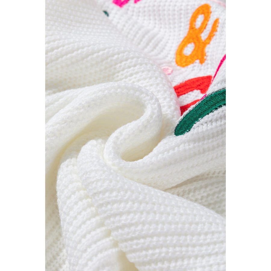 MERRY & BRIGHT Ribbed Round Neck Sweater Apparel and Accessories