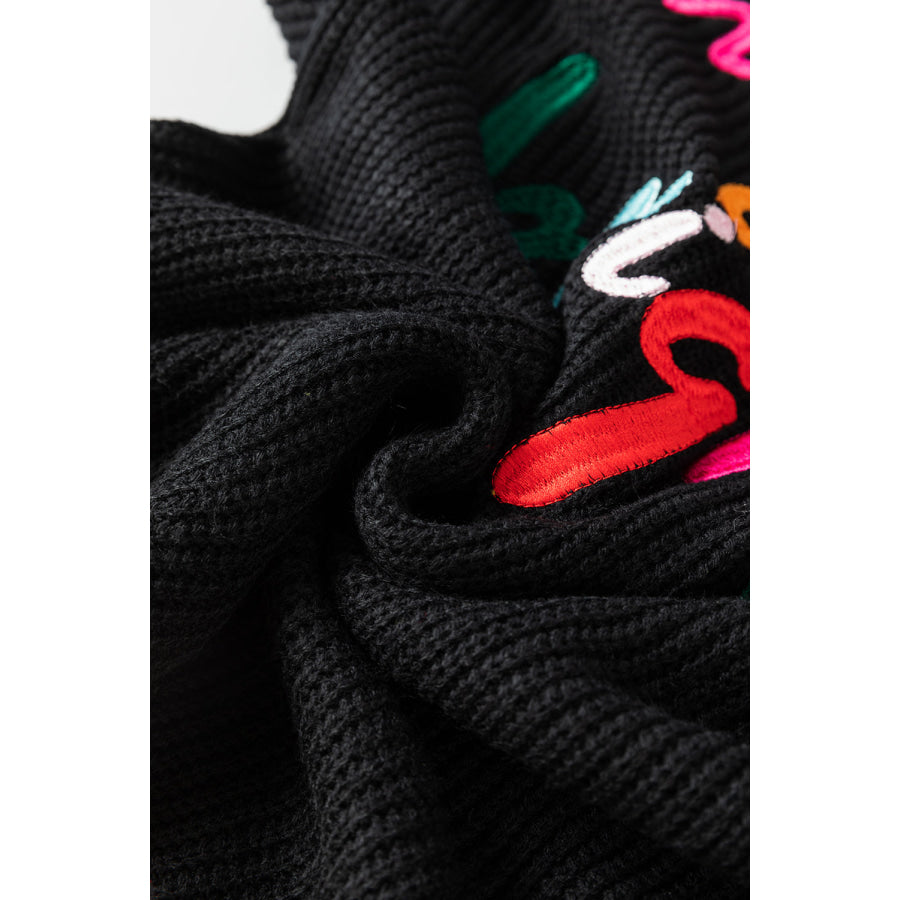 MERRY & BRIGHT Ribbed Round Neck Sweater Apparel and Accessories