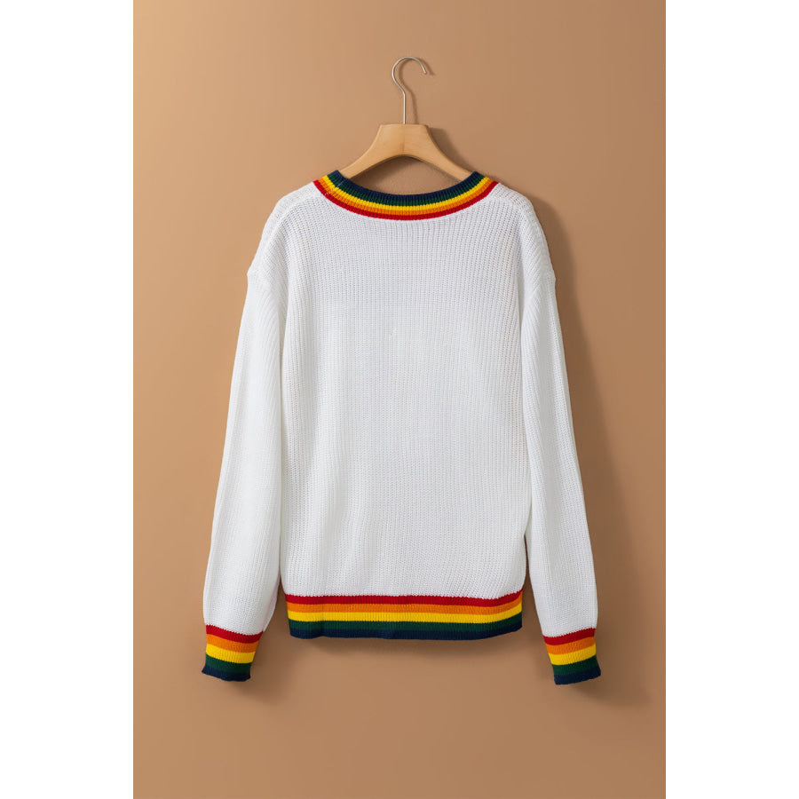 MERRY & BRIGHT Ribbed Round Neck Sweater Apparel and Accessories