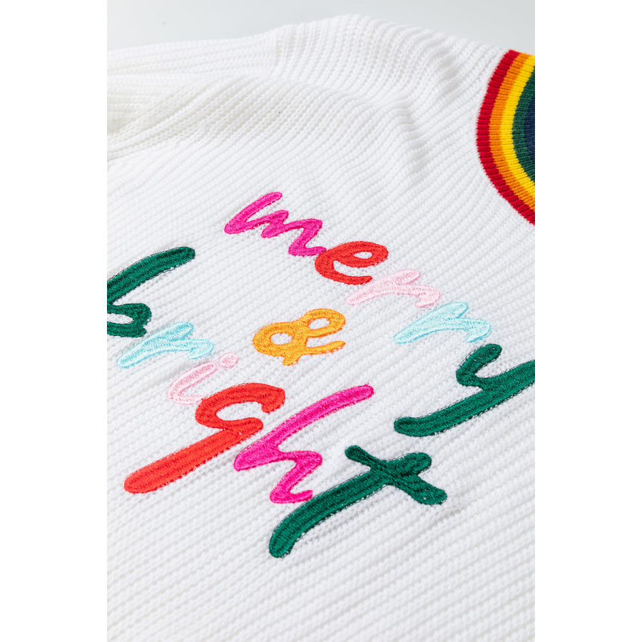 MERRY & BRIGHT Ribbed Round Neck Sweater Apparel and Accessories