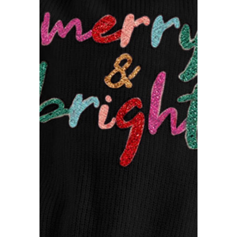 MERRY & BRIGHT Ribbed Round Neck Sweater Clothing