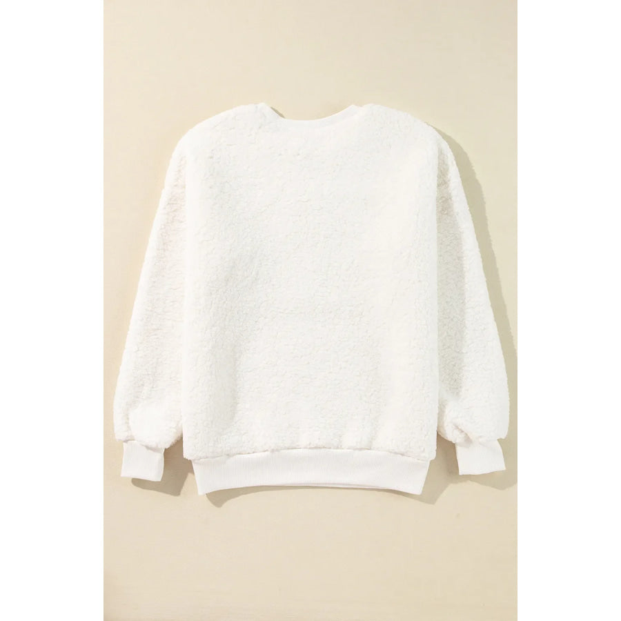 MERRY & BRIGHT Round Neck Long Sleeve Sweatshirt Apparel and Accessories