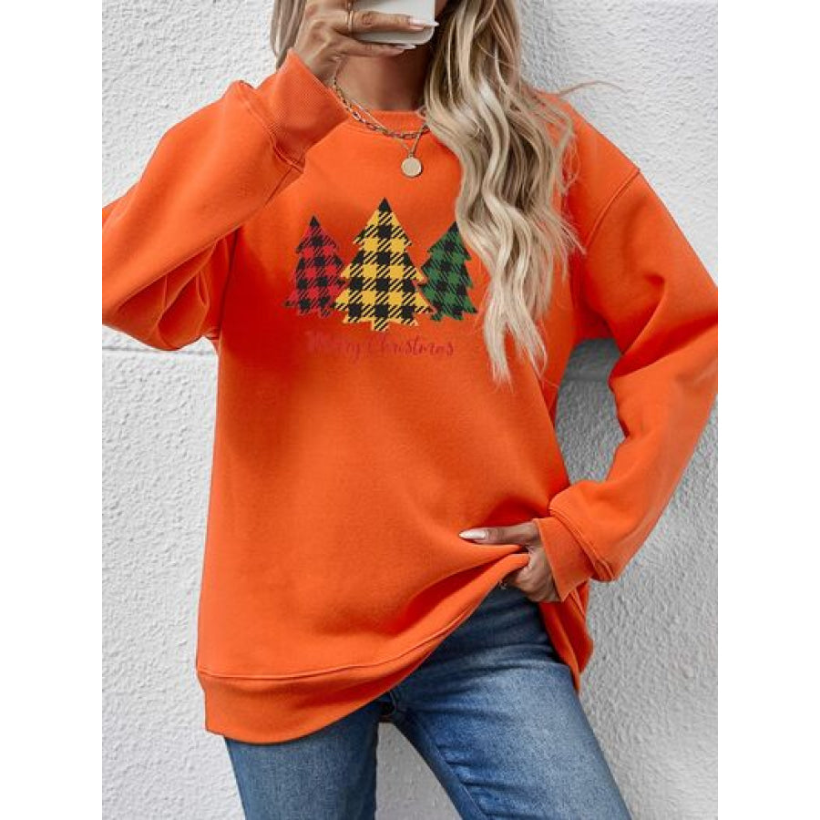 MERRY CHRISTMAS Dropped Shoulder Sweatshirt Pumpkin / S Clothing