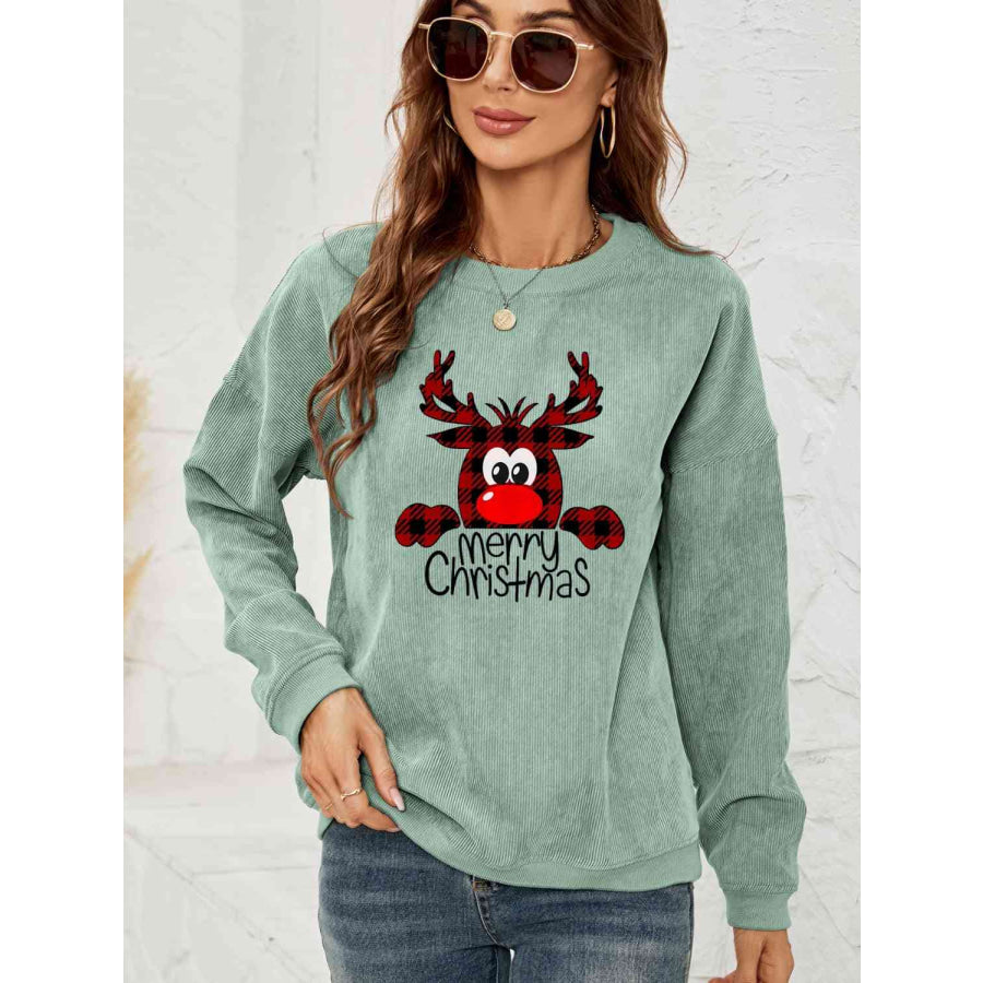 MERRY CHRISTMAS Graphic Sweatshirt Sage / S