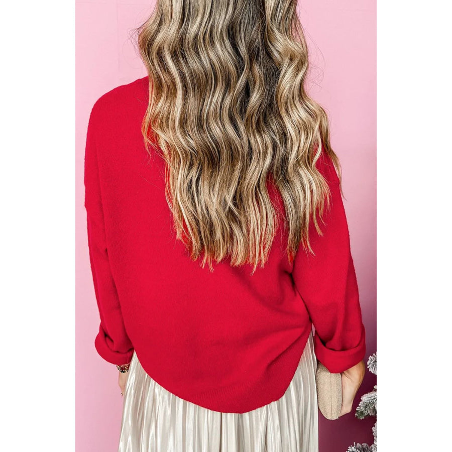 MERRY Round Neck Long Sleeve Sweater Apparel and Accessories