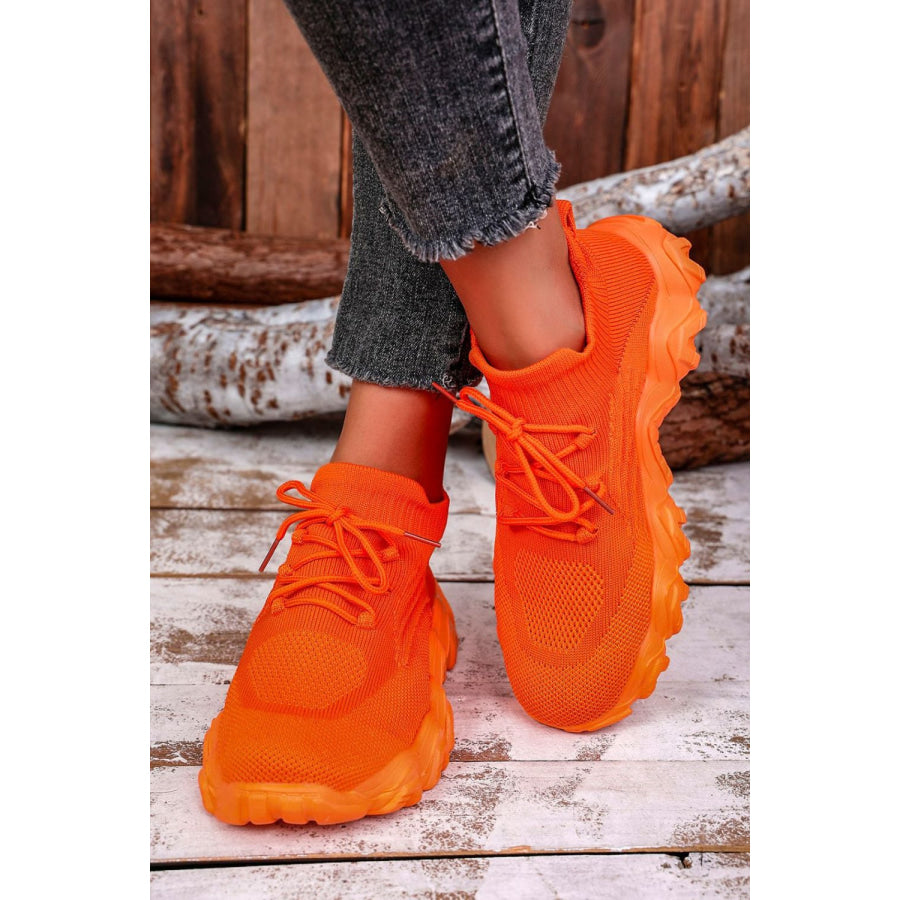 Mesh Lace-Up Round Toe Athletic Orange / 36(US5) Apparel and Accessories