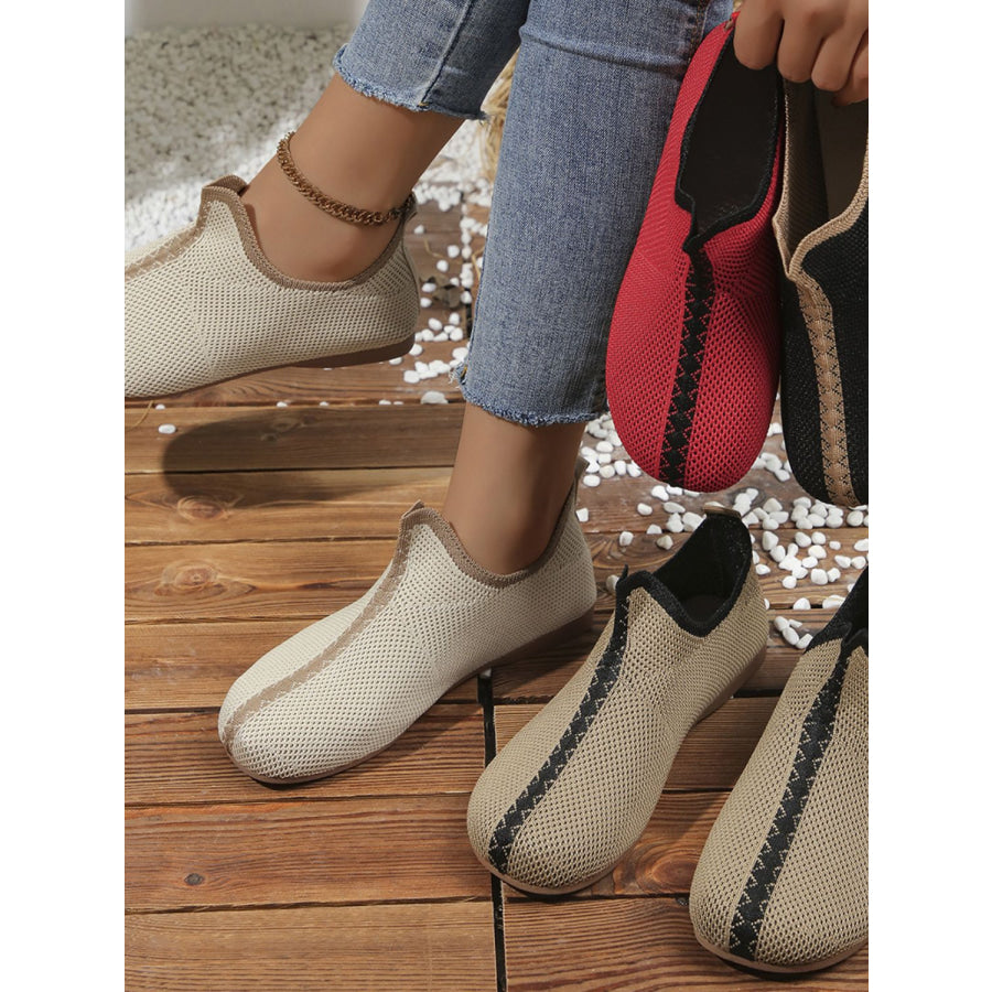 Mesh Round Toe Flat Sneakers Apparel and Accessories