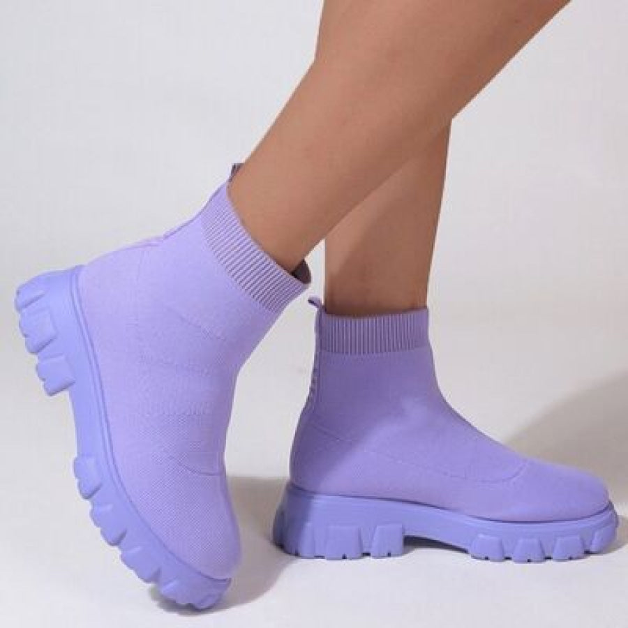Mesh Round Toe Platform Boots Periwinkle / 35(US4) Apparel and Accessories