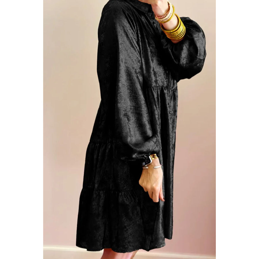 Metallic Sheen Long Sleeve Mini Dress Apparel and Accessories
