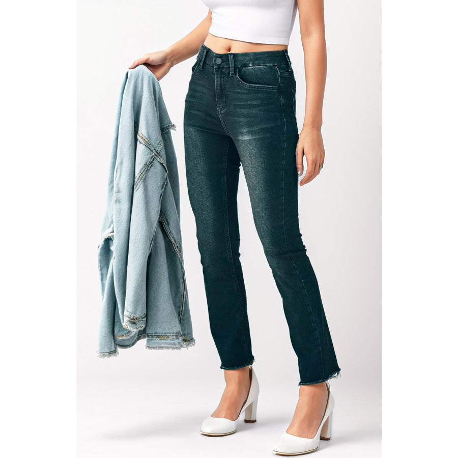 Mid - Rise Waist Skinny Jeans with Pockets Apparel and Accessories