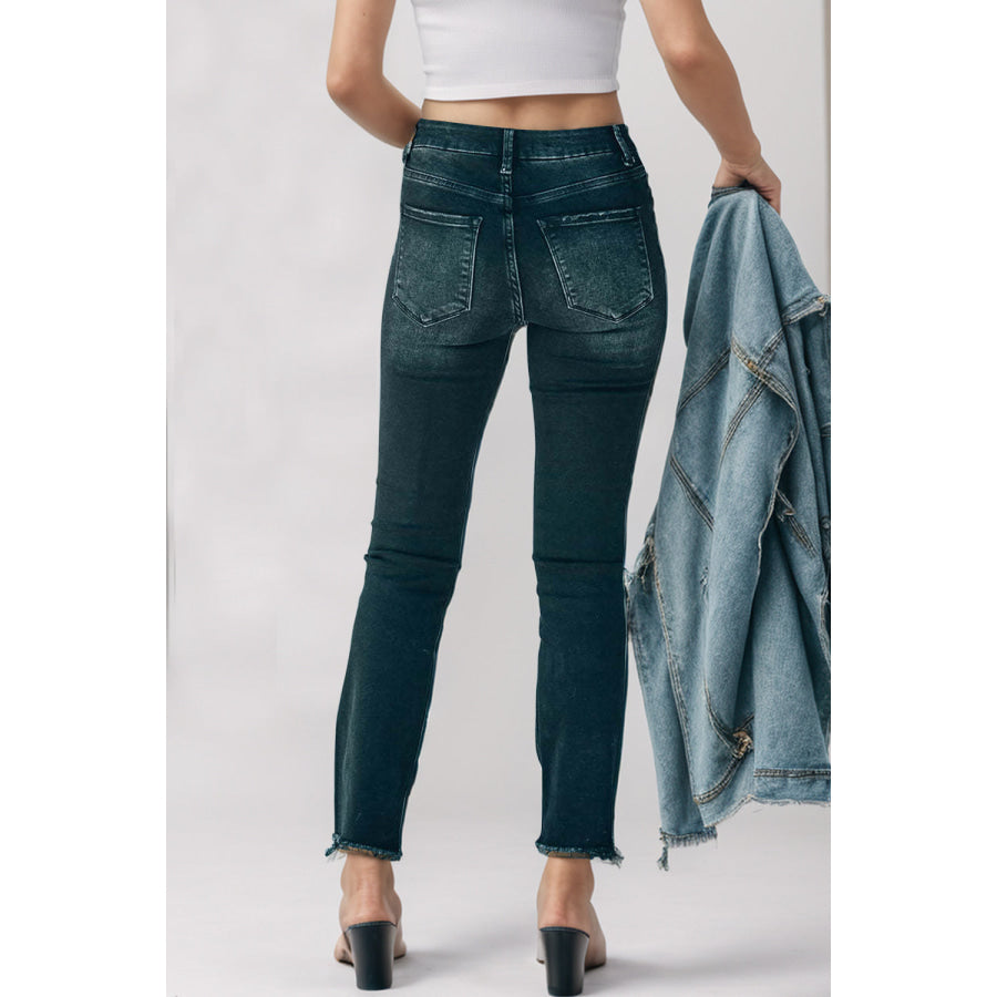Mid - Rise Waist Skinny Jeans with Pockets Apparel and Accessories