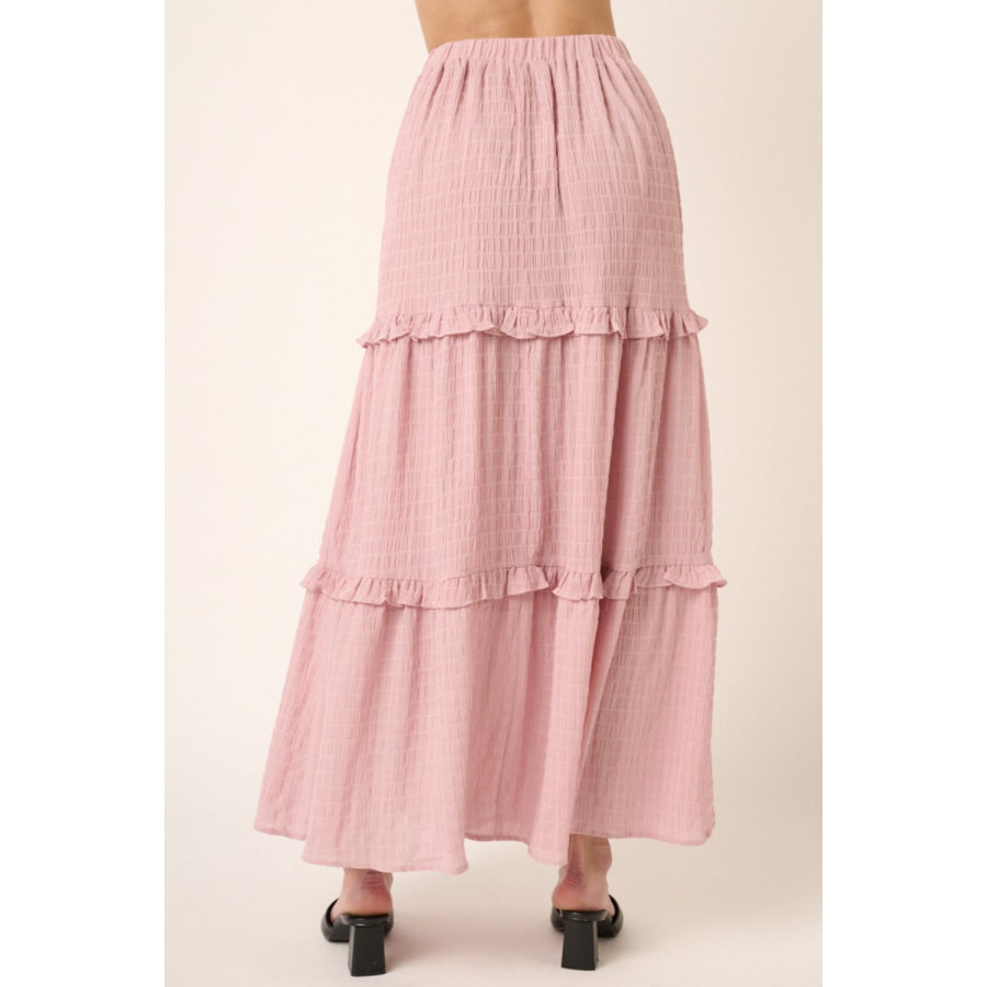 Mittoshop Drawstring High Waist Frill Skirt Apparel and Accessories
