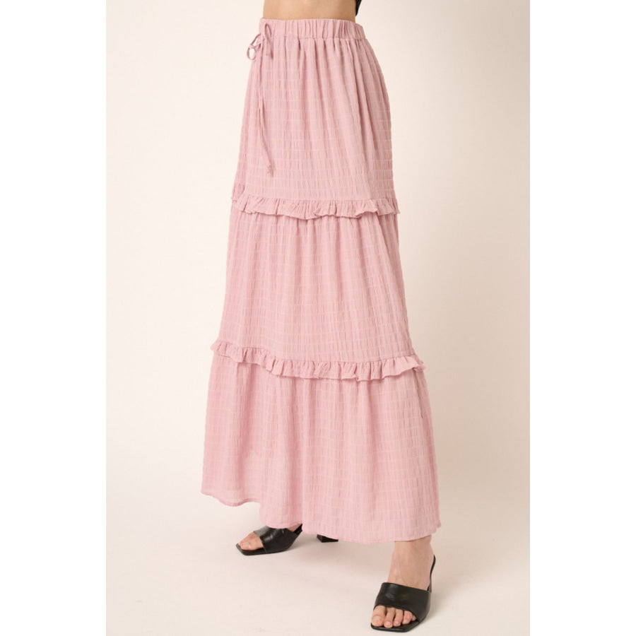 Mittoshop Drawstring High Waist Frill Skirt Apparel and Accessories