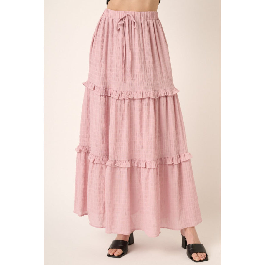 Mittoshop Drawstring High Waist Frill Skirt Apparel and Accessories