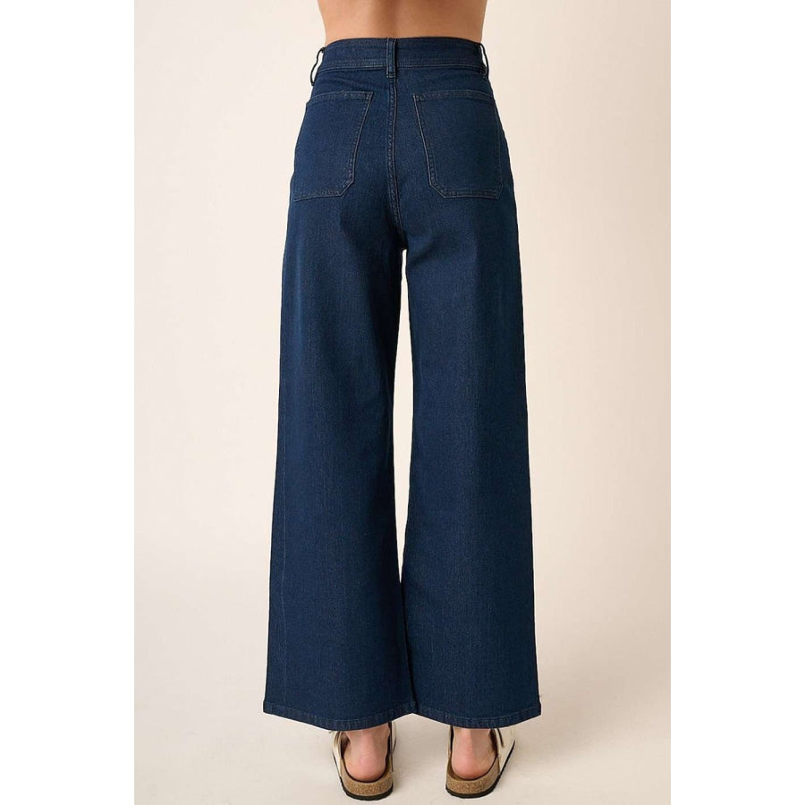 Mittoshop High Waist Wide Leg Jeans Indigo / S Apparel and Accessories