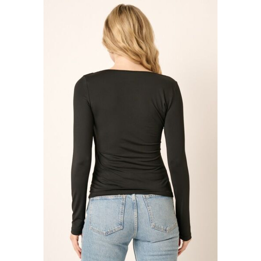 Mittoshop Ruched Long Sleeve Slim Top Apparel and Accessories