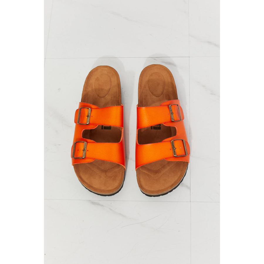 MMShoes Feeling Alive Double Banded Slide Sandals in Orange