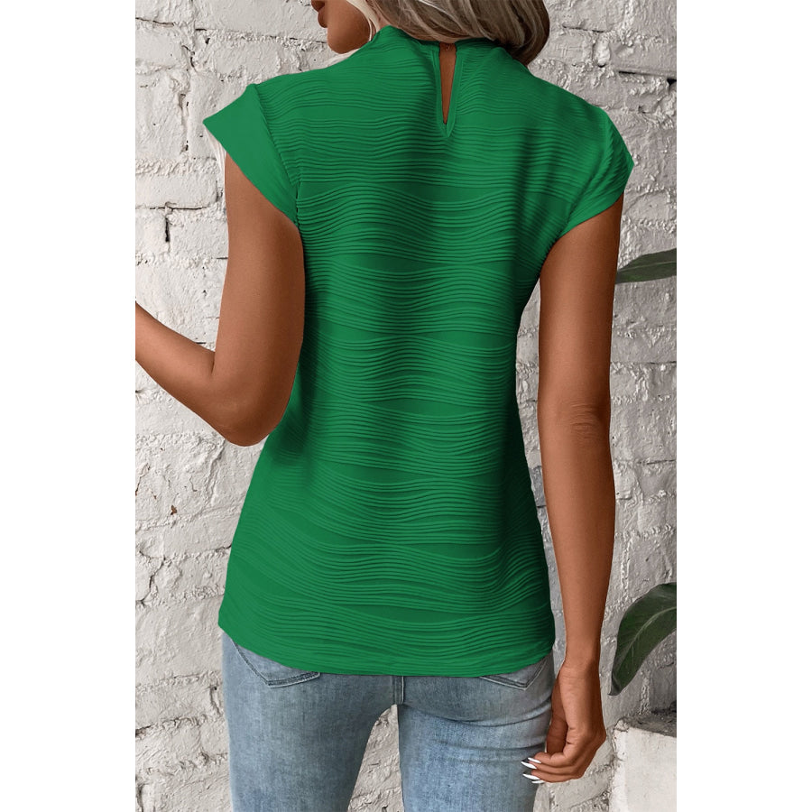 Mock Neck Cap Sleeve Top Apparel and Accessories