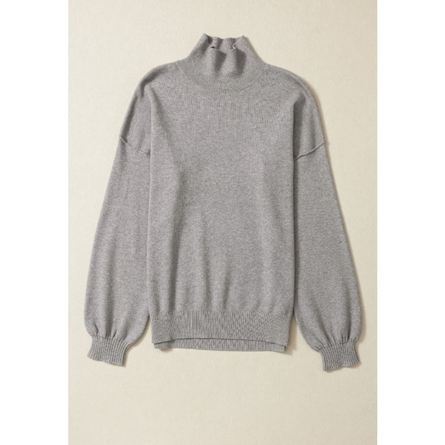 Mock Neck Dropped Shoulder Sweater Apparel and Accessories