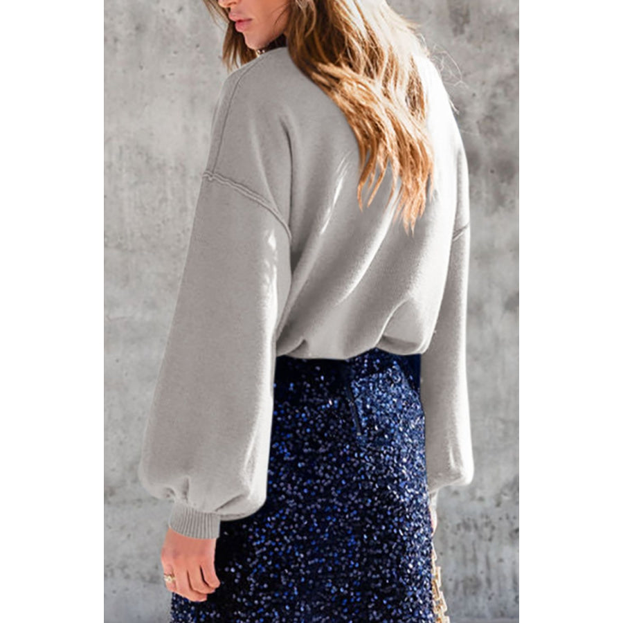 Mock Neck Dropped Shoulder Sweater Apparel and Accessories