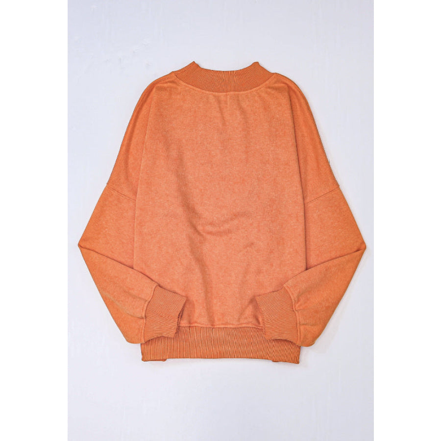 Mock Neck Dropped Shoulder Sweatshirt Apparel and Accessories