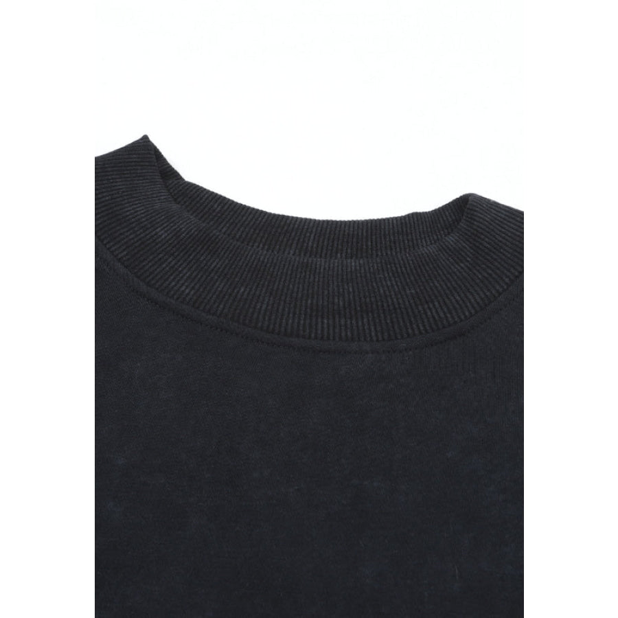 Mock Neck Dropped Shoulder Sweatshirt Apparel and Accessories