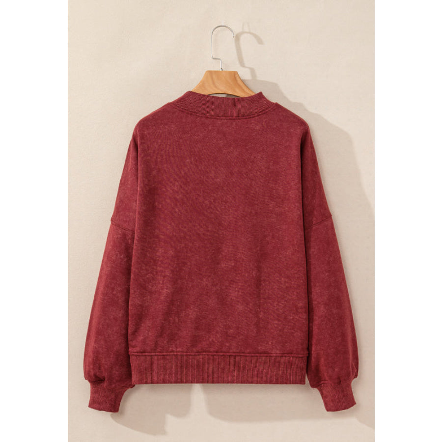 Mock Neck Dropped Shoulder Sweatshirt Apparel and Accessories