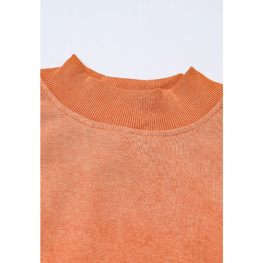 Mock Neck Dropped Shoulder Sweatshirt Apparel and Accessories