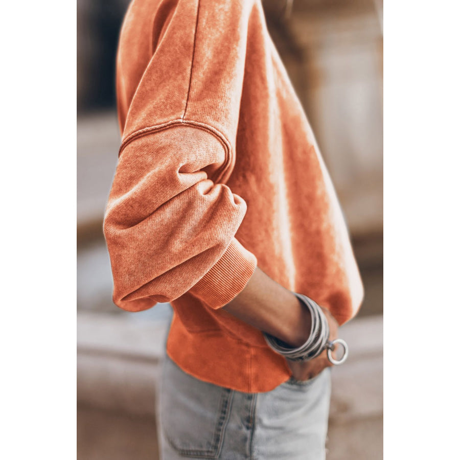 Mock Neck Dropped Shoulder Sweatshirt Apparel and Accessories