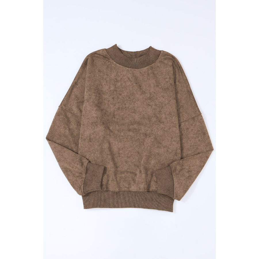 Mock Neck Dropped Shoulder Sweatshirt Apparel and Accessories