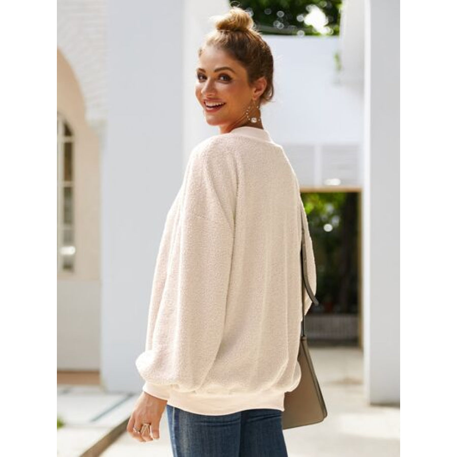 Mock Neck Dropped Shoulder Sweatshirt Apparel and Accessories