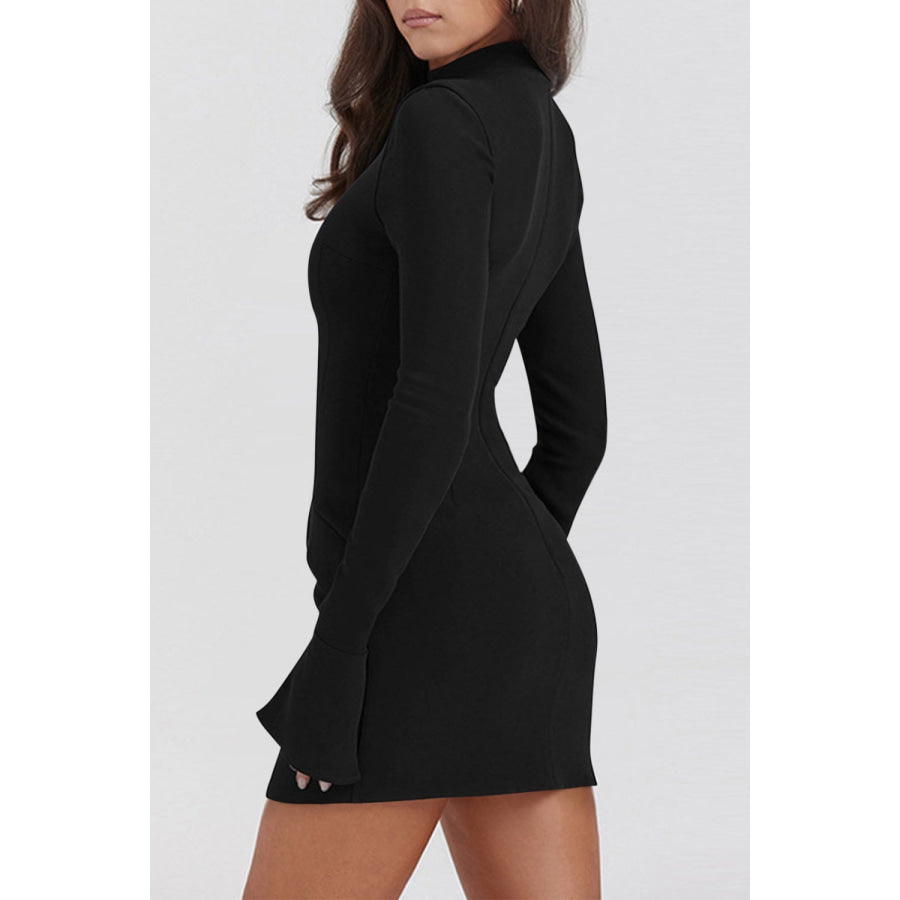 Mock Neck Long Sleeve Mini Dress Apparel and Accessories
