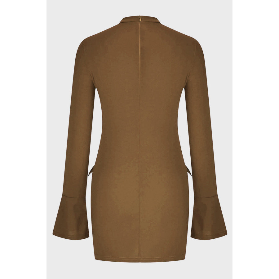Mock Neck Long Sleeve Mini Dress Apparel and Accessories