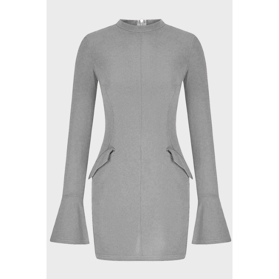 Mock Neck Long Sleeve Mini Dress Apparel and Accessories