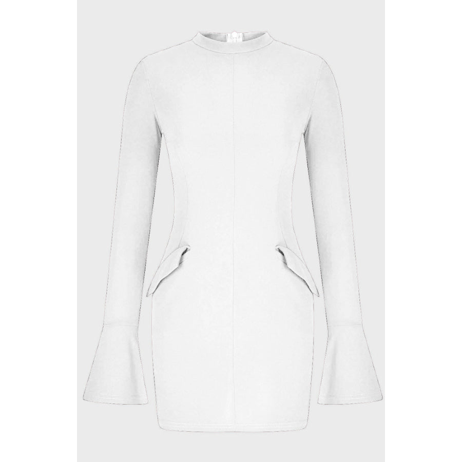 Mock Neck Long Sleeve Mini Dress Apparel and Accessories