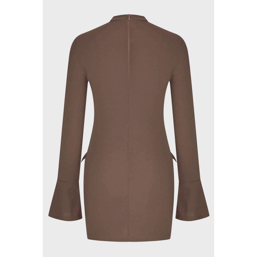 Mock Neck Long Sleeve Mini Dress Apparel and Accessories