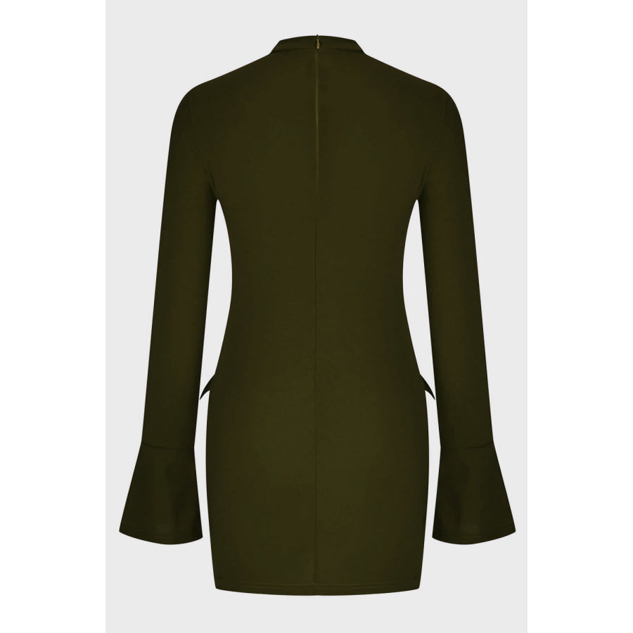 Mock Neck Long Sleeve Mini Dress Apparel and Accessories