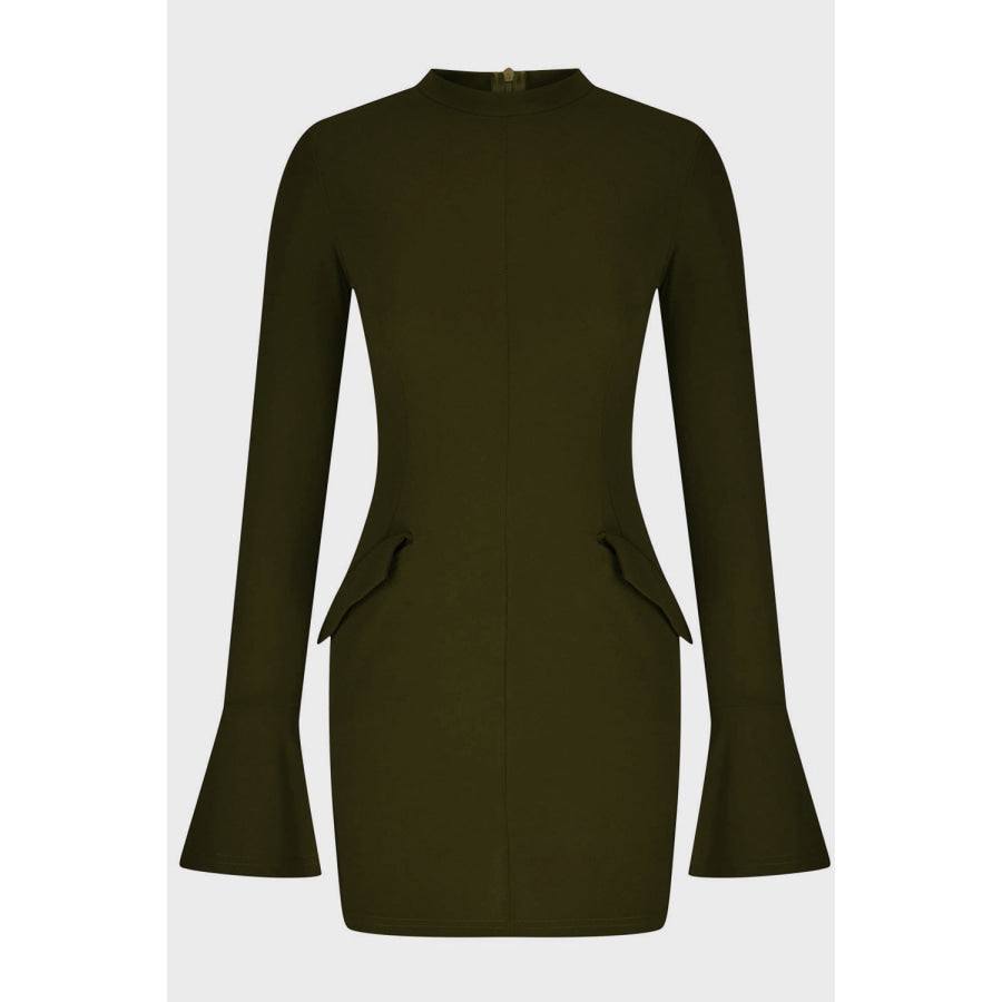 Mock Neck Long Sleeve Mini Dress Apparel and Accessories