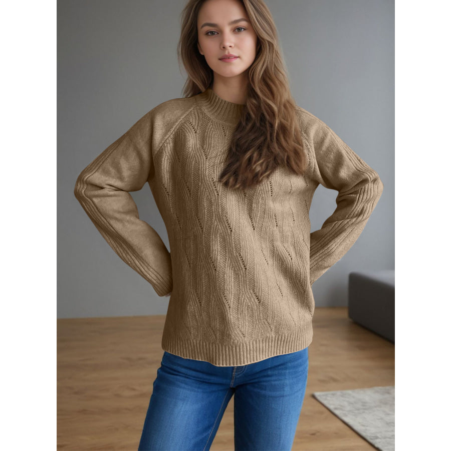 Mock Neck Long Sleeve Sweater Apparel and Accessories