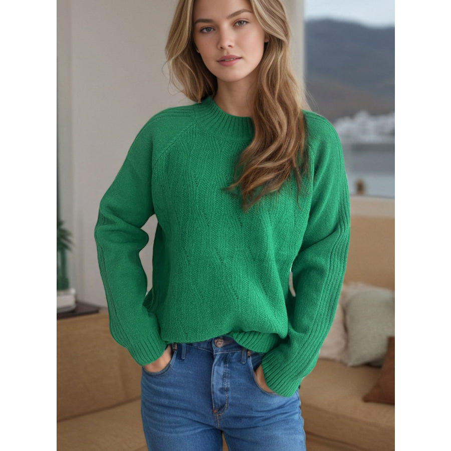 Mock Neck Long Sleeve Sweater Apparel and Accessories