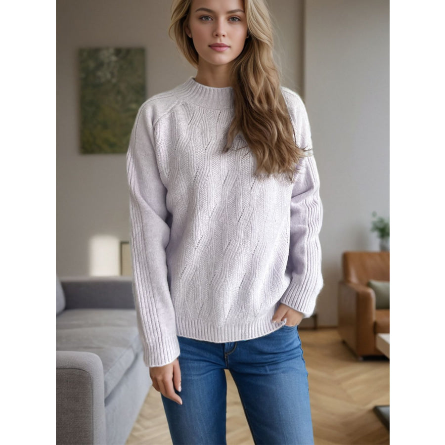 Mock Neck Long Sleeve Sweater Apparel and Accessories