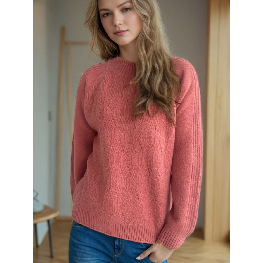 Mock Neck Long Sleeve Sweater Apparel and Accessories