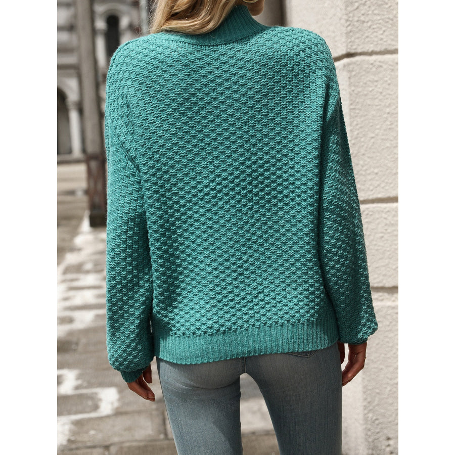 Mock Neck Long Sleeve Sweater Apparel and Accessories
