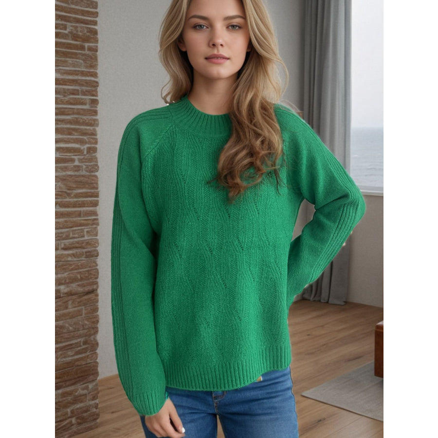 Mock Neck Long Sleeve Sweater Apparel and Accessories