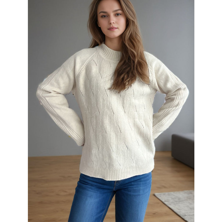 Mock Neck Long Sleeve Sweater Apparel and Accessories