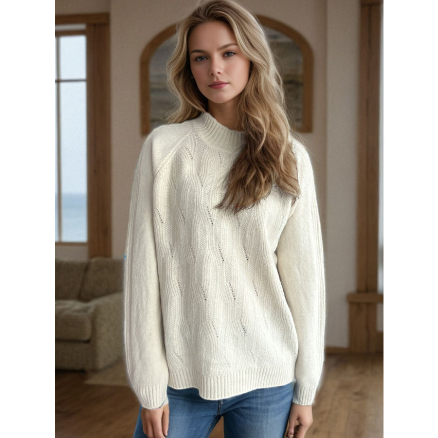 Mock Neck Long Sleeve Sweater Apparel and Accessories