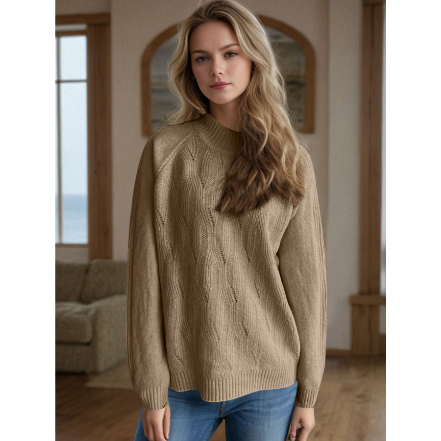 Mock Neck Long Sleeve Sweater Apparel and Accessories